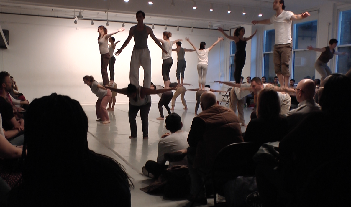 Jeremy's dancers group standing on shoulders of group